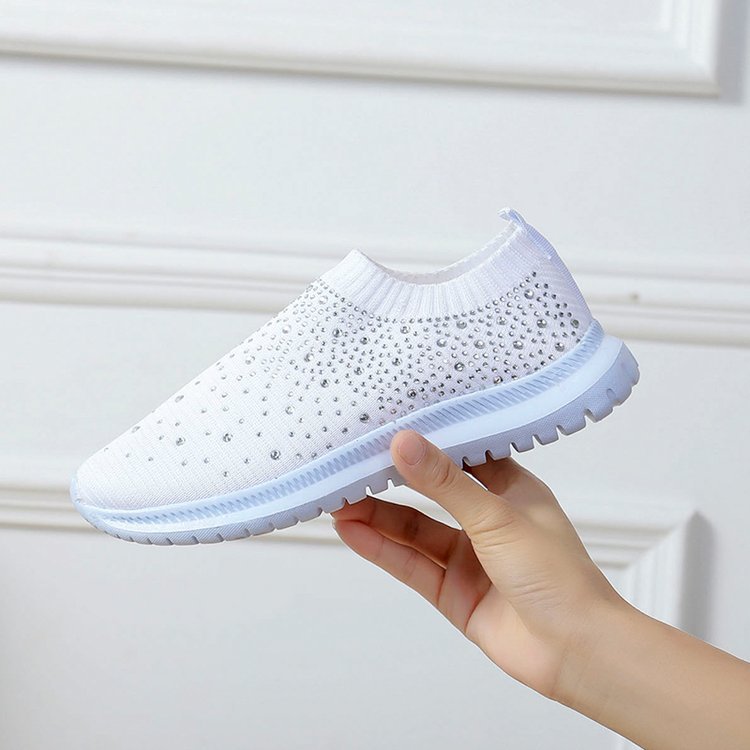 Damen Glitzernde Slip-On Sneakers mit atmungsaktivem Strickdesign und flexibler Sohle Drune