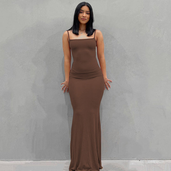 Damen Elegantes Slip Maxi Kleid Drune