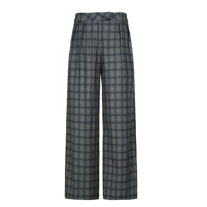 Damen Karierte Culotte-Hose mit hohem Taillenbund und eleganter Faltenlegung Drune