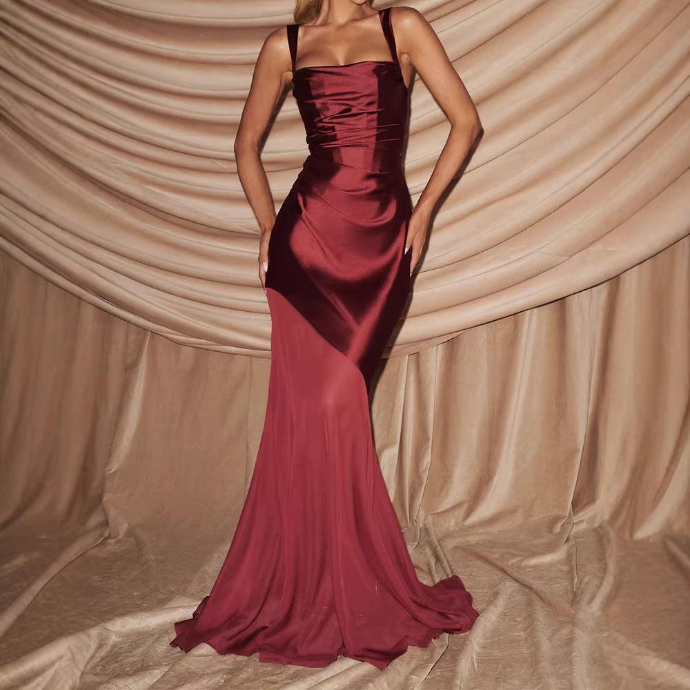 Damen Elegantes Chiffon-Abendkleid mit figurbetontem Schnitt Drune