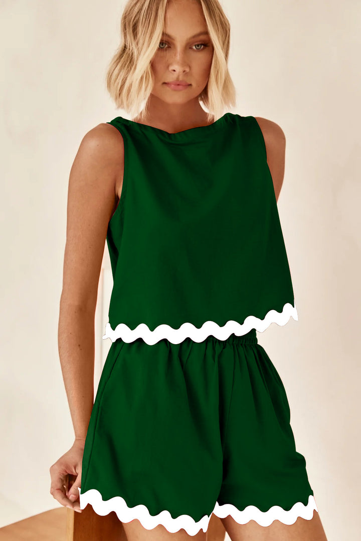 Damen Zweiteiler Set mit schickem Top und luftigen Shorts Drune