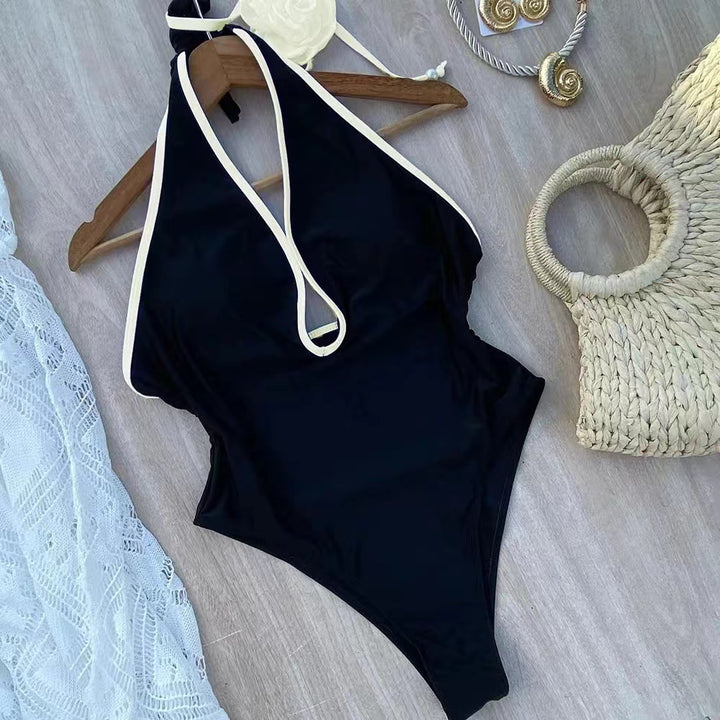 Damen Eleganter Einteiler Badeanzug mit raffiniertem Blumenakzent Drune