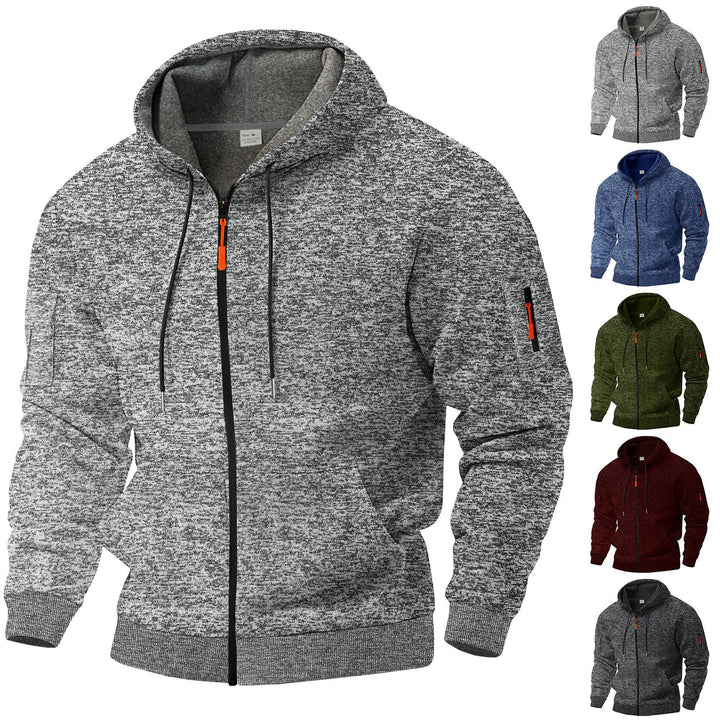 Herren sportlicher Kapuzenpullover mit atmungsaktiver Struktur und farblich abgesetzten Reißverschluss-Details Drune