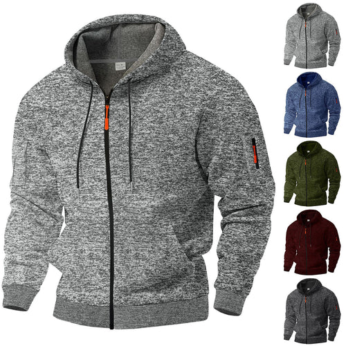 Herren sportlicher Kapuzenpullover mit atmungsaktiver Struktur und farblich abgesetzten Reißverschluss-Details Drune