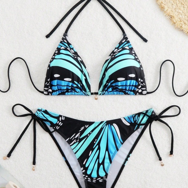 Damen Triangel-Bikini mit stylischem Schnürdetail und trendigem Muster Drune