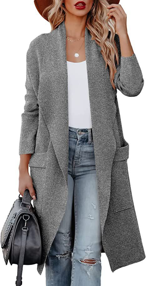 Damen Langer Cardigan mit seitlichen Taschen und offenem Schnitt Drune