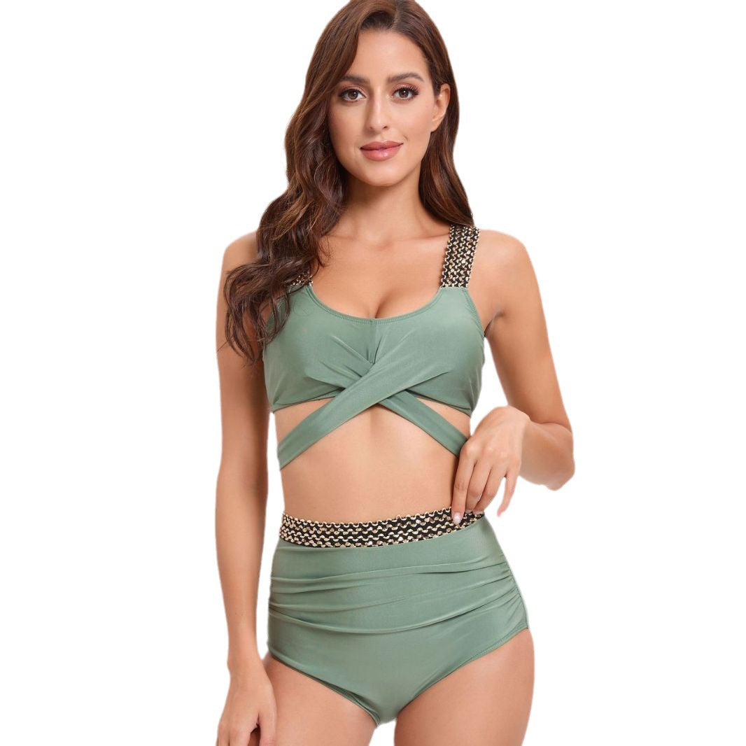 Damen Sportliches Bikini-Set mit raffiniertem Wickeldesign und verstellbaren Trägern Drune