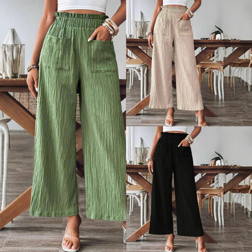 Damen Weitbeinige Hose mit elastischem Bund und praktischen Taschen Drune