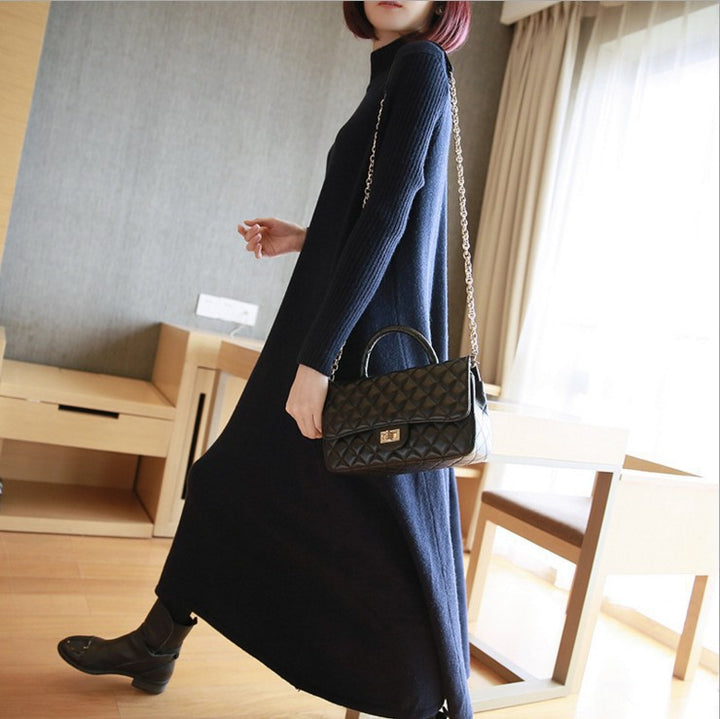 Damen Strickkleid mit elegantem Rollkragen und angesagtem A-Linien-Schnitt Drune