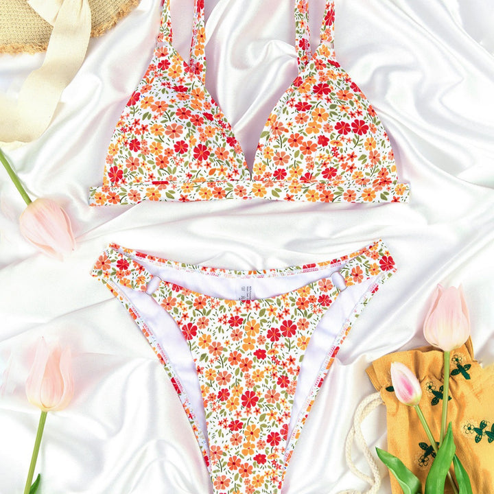 Damen Blumenmuster Bikini Drune