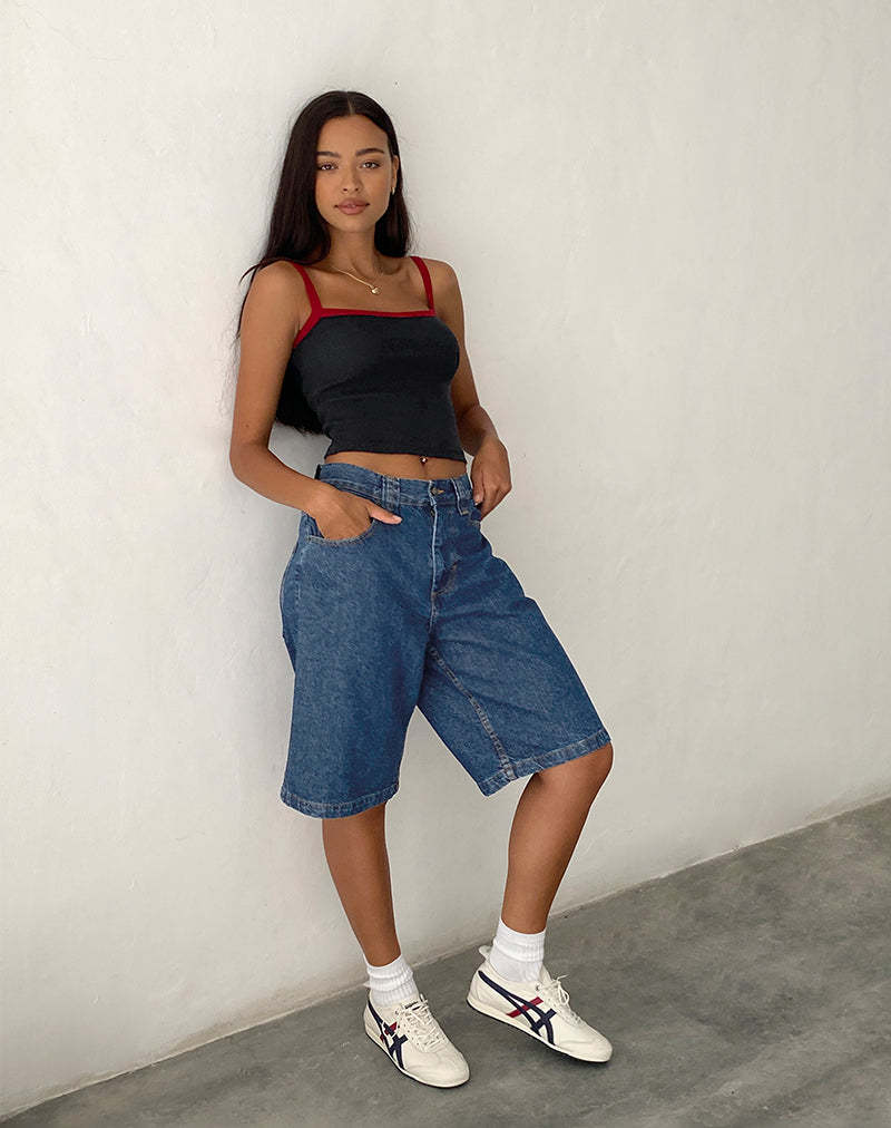 Damen Relaxed Fit Denim-Bermuda mit hohem Bund Drune