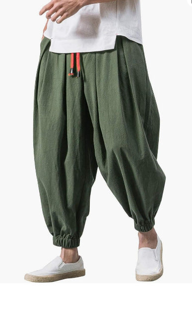Herren nan lässige Leinen-Joggerhose mit Tunnelzug, strukturierter Oberfläche und elastischen Bündchen Drune