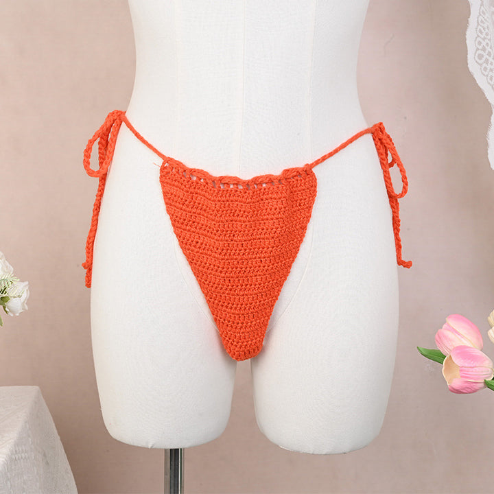 Damen Häkel-Bikini-Oberteil mit floralen Akzenten und verstellbaren Trägern Drune