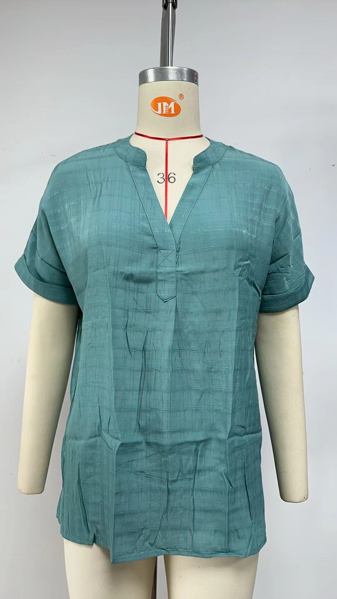 Damen V-Ausschnitt Bluse mit lässigem Schnitt und dekorativer Struktur Drune