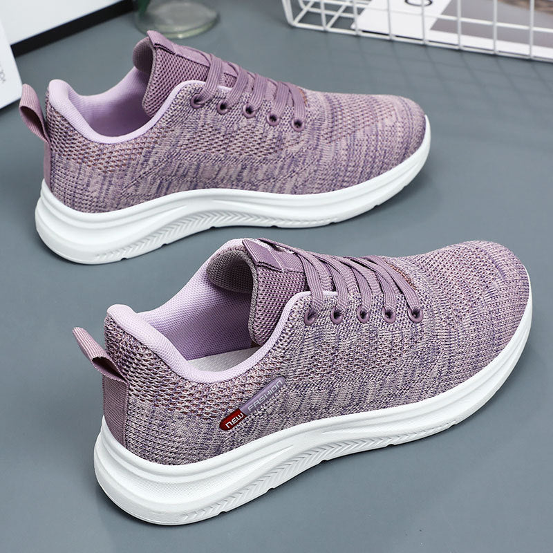 Damen nan leichte atmungsaktive Strick-Walking-Sneaker mit gepolstertem Fersenabschluss und dämpfender EVA-Zwischensohle Drune