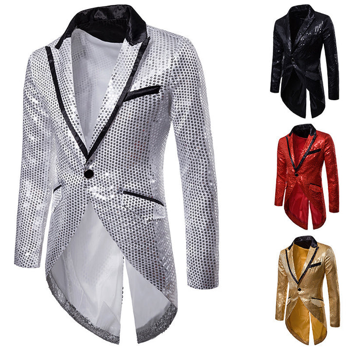 Herren eleganter Pailletten-Blazer mit asymmetrischem Schnitt und luxuriösem Design Drune