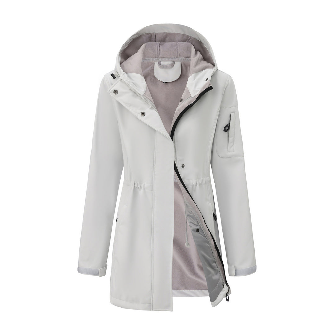Damen nan funktionaler Softshell-Parka mit Teddyfleece-Futter, Kapuze und Taillenzug Drune