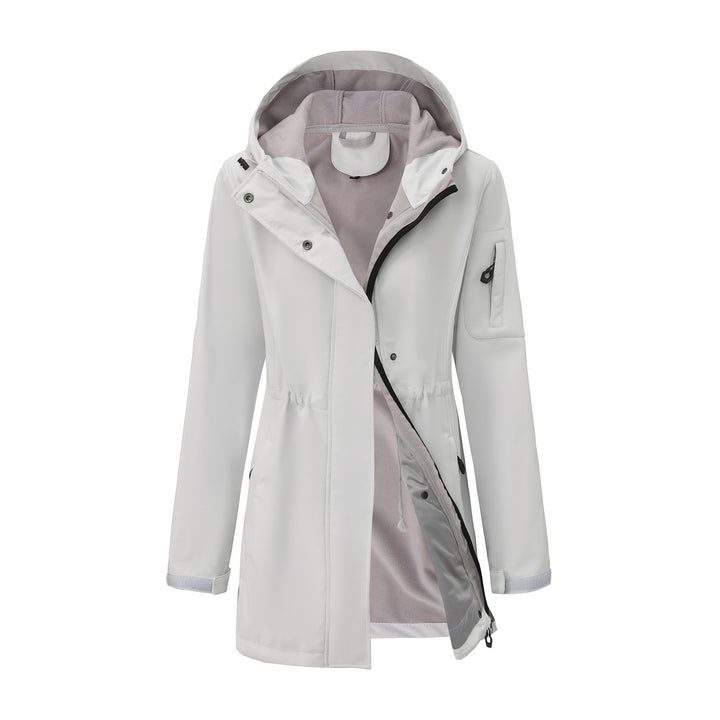 Damen nan funktionaler Softshell-Parka mit Teddyfleece-Futter, Kapuze und Taillenzug Drune