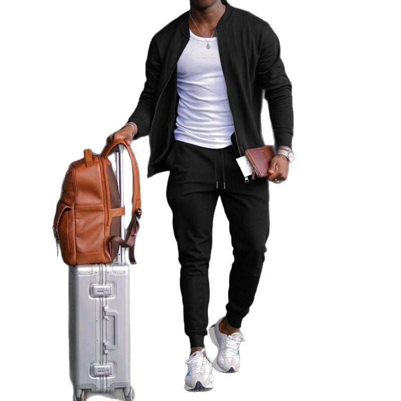Herren nan sportives Freizeitset mit Bomberjacke und tapered Jogginghose aus Baumwollmix Drune