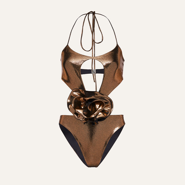 Damen Cut-Out Badeanzug mit kunstvollem Rüschendetail Drune