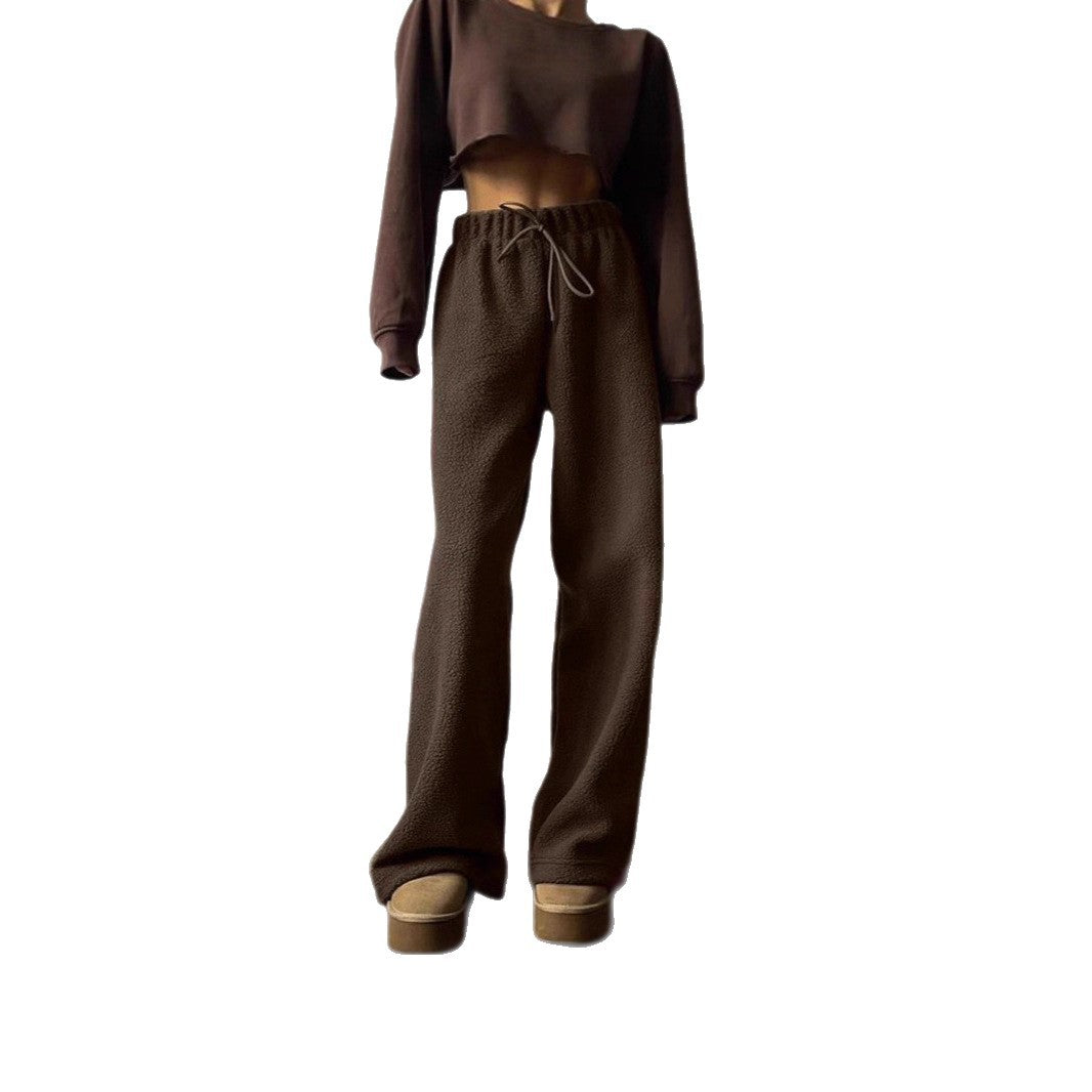 Damen kuschelige Freizeithose mit hohem Bund und seitlichen Taschen Drune