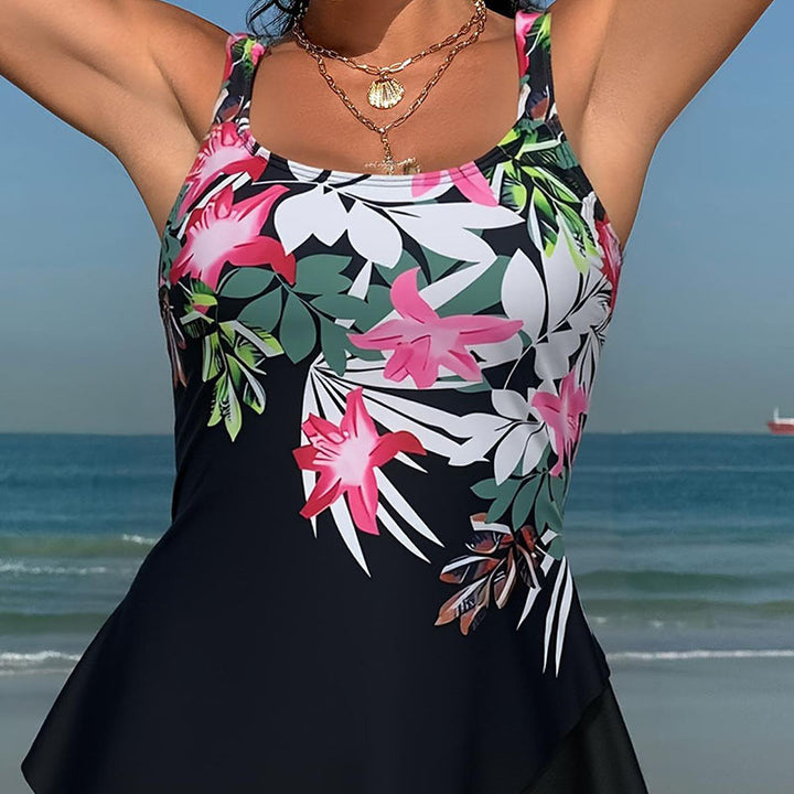 Damen Tankini-Set mit fließendem Oberteil und kurzen Shorts Drune