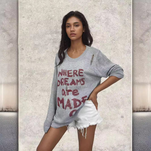 Damen Sweatshirt mit auffälligem Schriftzug und lässigem Schnitt Drune