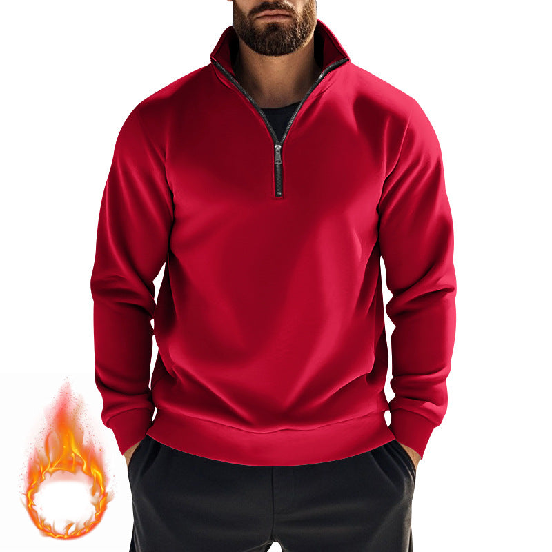 Herren nan thermischer Halbzip-Pullover mit Stehkragen und wärmendem Fleece-Innenfutter Drune