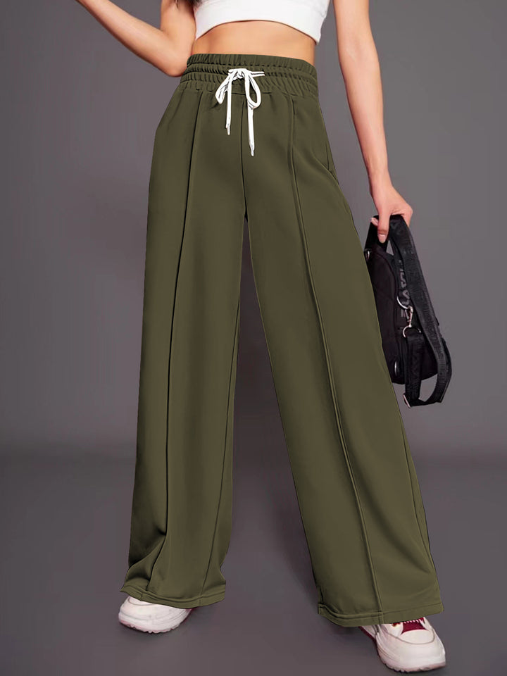 Damen weite Freizeit-Hose mit elastischem Bund und seitlichen Taschen Drune