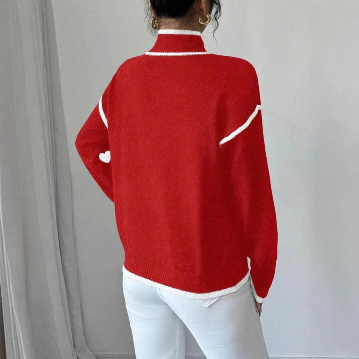 Damen Kuscheliger Rollkragenpullover mit Herz-Muster Drune