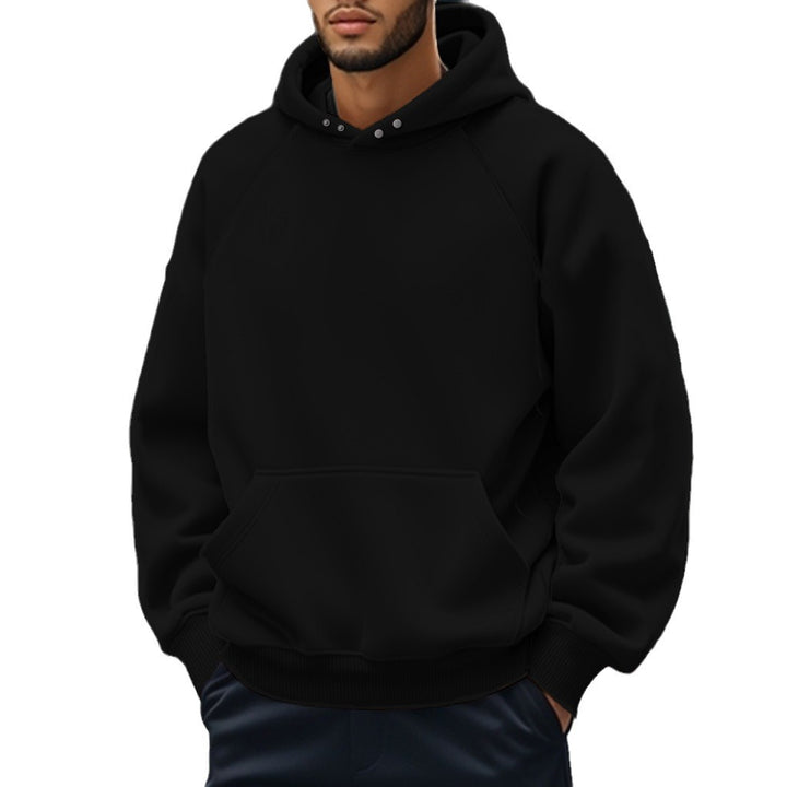Herren nan oversized Kapuzenpullover mit Kängurutasche, Raglanärmeln und gerippten Bündchen Drune