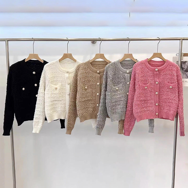Damen trendige Strickjacke mit dekorativen Knöpfen und lässigem Schnitt Drune
