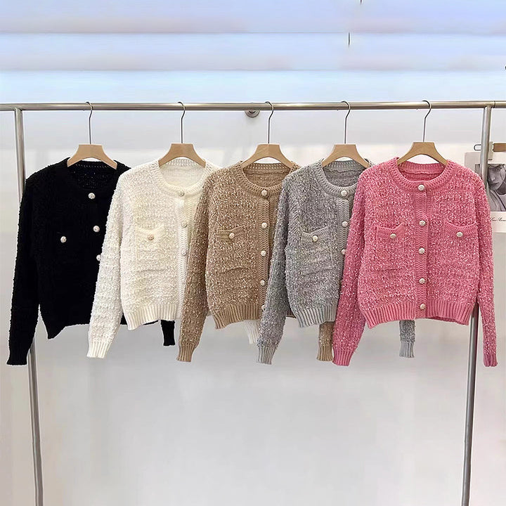 Damen trendige Strickjacke mit dekorativen Knöpfen und lässigem Schnitt Drune