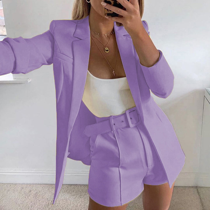 Damen Modisches Blazer-Set mit figurbetontem Schnitt und hoch taillierten Shorts Drune