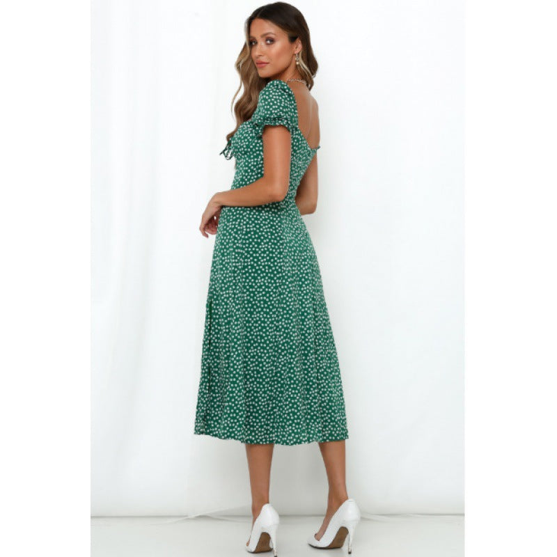 Damen Midi-Kleid mit seitlichem Schlitz und romantischem Blumenmuster Drune