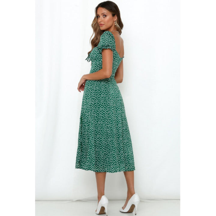Damen Midi-Kleid mit seitlichem Schlitz und romantischem Blumenmuster Drune