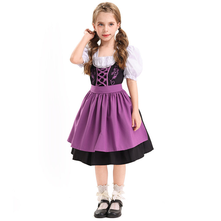 Damen nan traditionelles Kinderdirndl mit geschnürtem Mieder und zweilagiger Schürze Drune