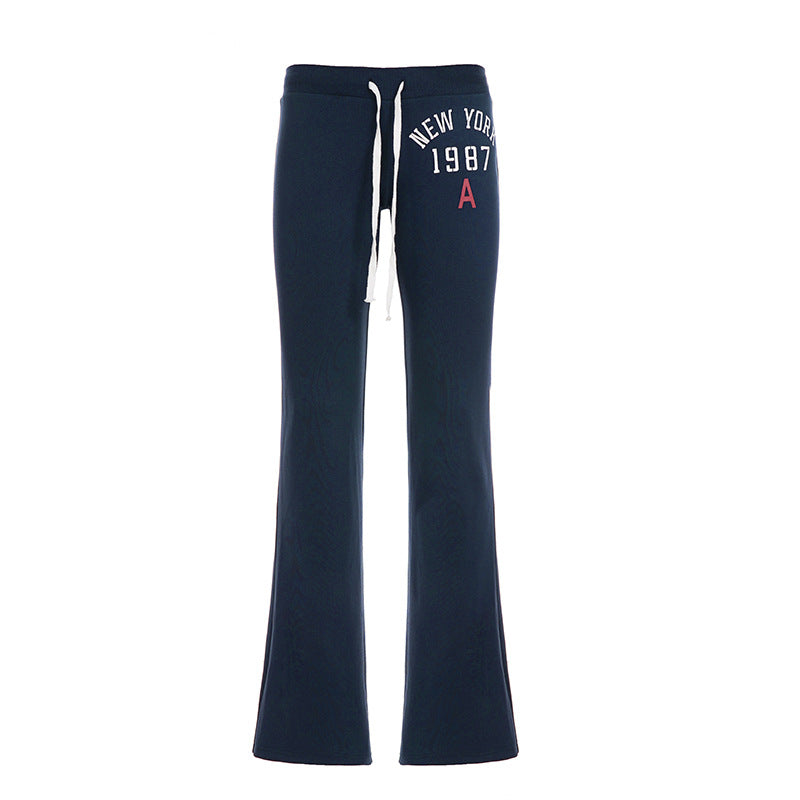 Damen Freizeit-Hosen mit hohem Bund und modischem Schriftzug Drune