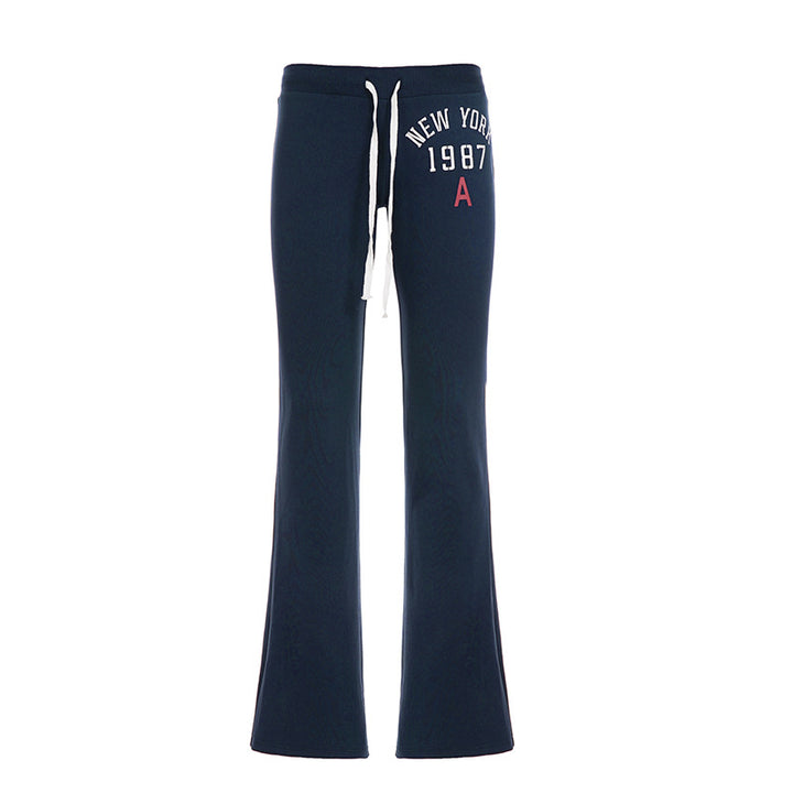 Damen Freizeit-Hosen mit hohem Bund und modischem Schriftzug Drune