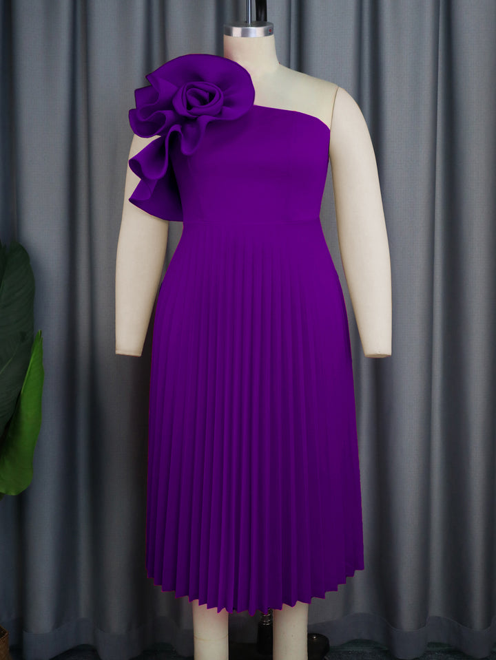 Damen elegantes Cocktailkleid mit voluminöser Blütenapplikation Drune