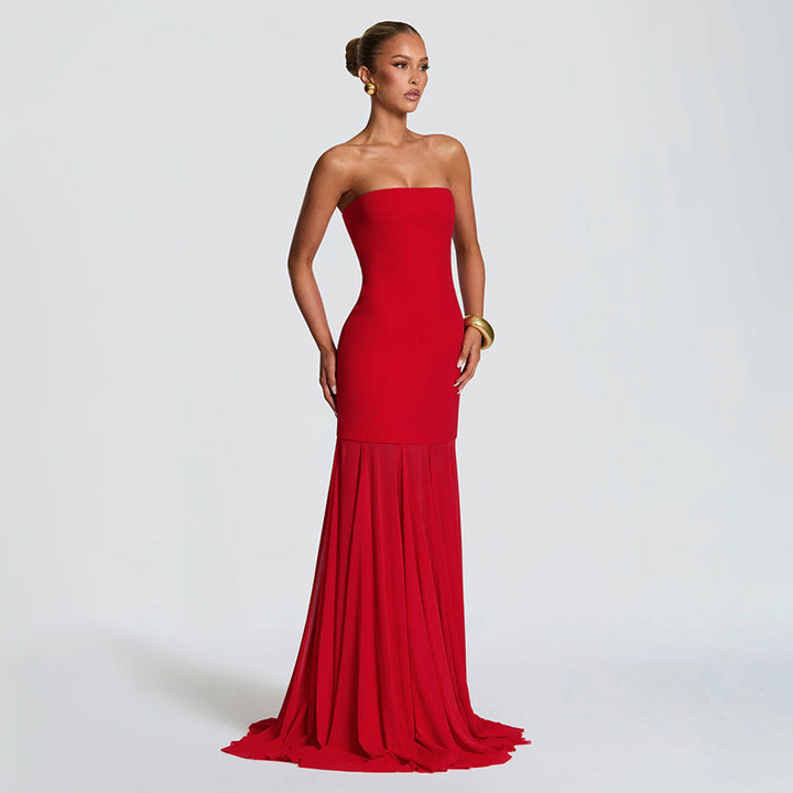 Damen Elegantes Abendkleid mit transparenten Drapierungen Drune