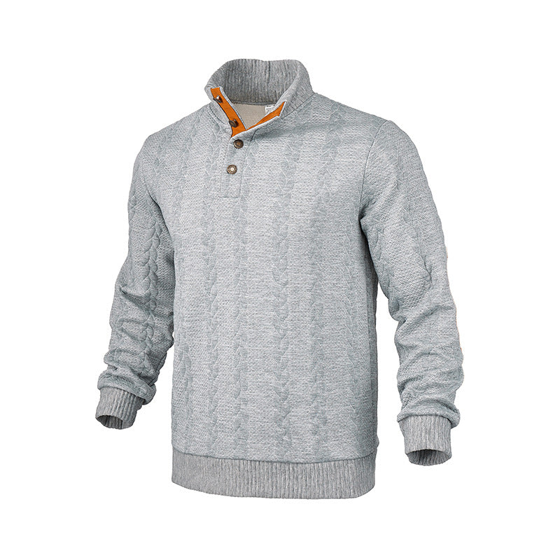 Herren Strickpullover mit modischem Stehkragen und kontrastierenden Knopfdetails Drune