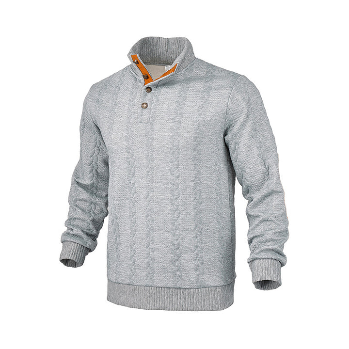 Herren Strickpullover mit modischem Stehkragen und kontrastierenden Knopfdetails Drune