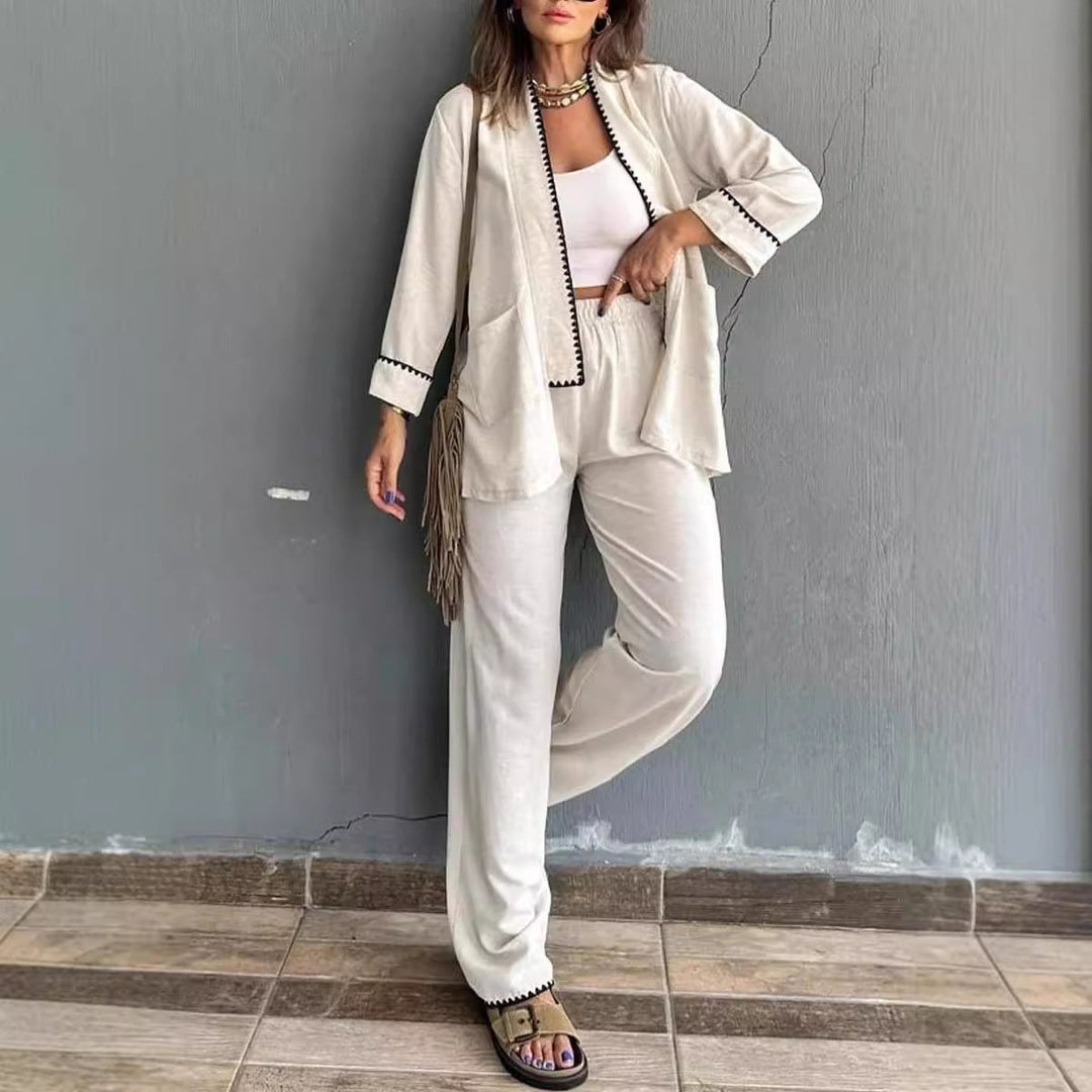 Drune | Lounge Jumpsuit Lässige Passform Weite Beine Blazer mit Taschen