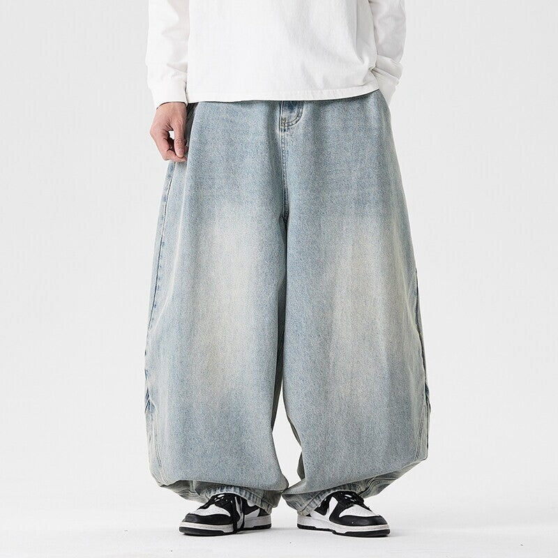 Herren nan extraweite Baggy-Jeans mit tiefem Schritt, relaxed Low-Crotch Schnitt und weitem Saum Drune