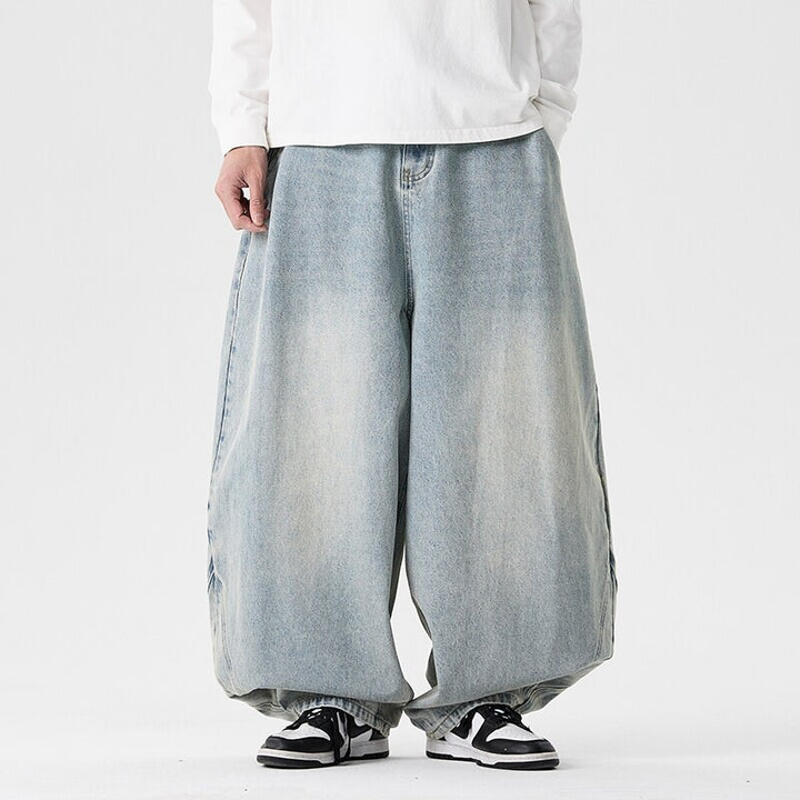 Herren nan extraweite Baggy-Jeans mit tiefem Schritt, relaxed Low-Crotch Schnitt und weitem Saum Drune