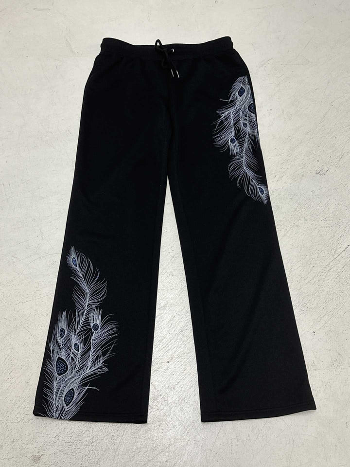 Damen Sporthose mit feinem Pfauenfeder-Druck Drune