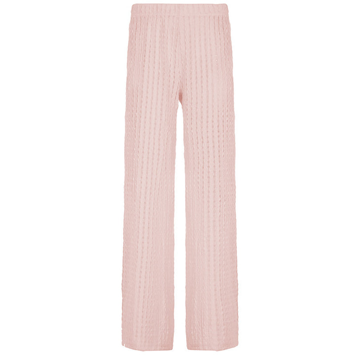 Damen Weite Faltenhose mit elastischem Bund und Strukturdesign Drune