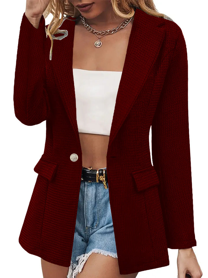 Damen eleganter Blazer mit strukturierter Textur und Taschen Drune