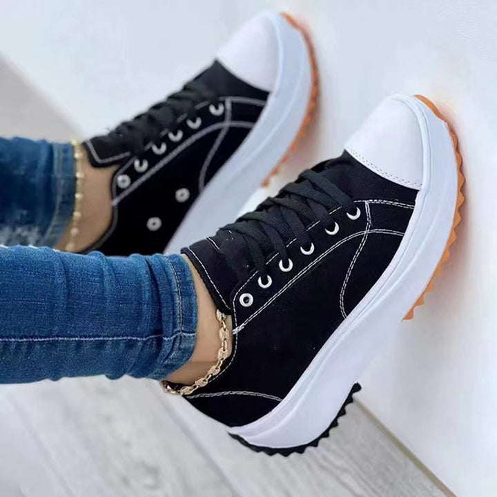 Damen nan Plateau-Canvas-Sneaker mit profilierter Gummilaufsohle und verstärkter Zehenkappe Drune